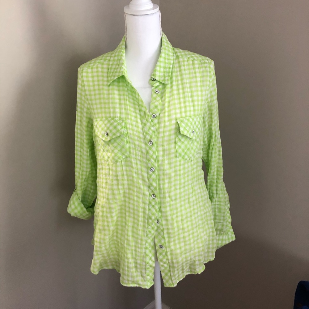 C & C California Line Green Cotton Blouse